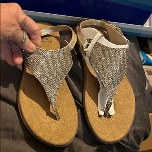 White Mountain Sparkling Gold Sandals